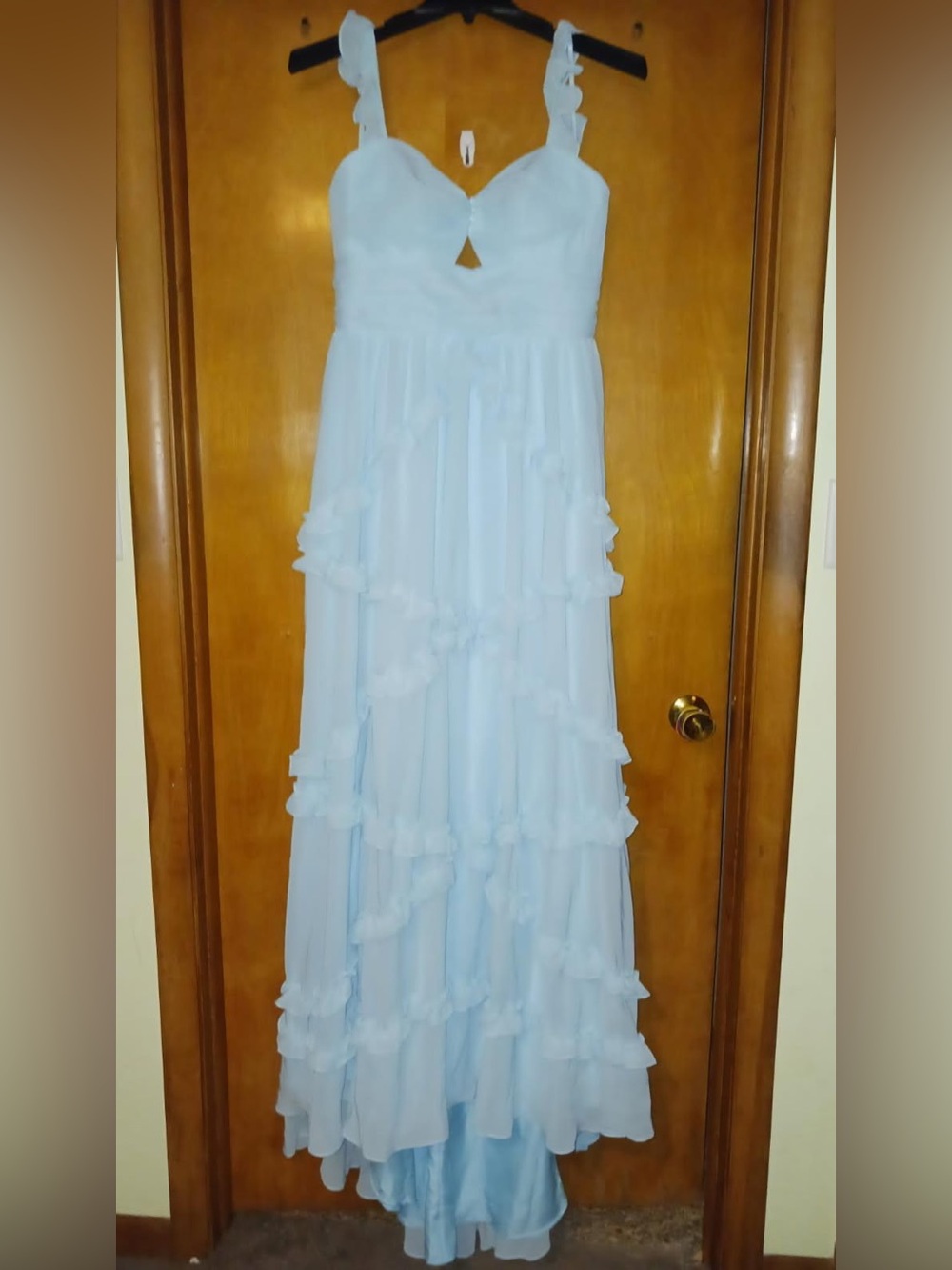 Glamlora 18W Aqua Blue Ruffle Tiered Maxi Dress Plus Size Formal Prom Wedding